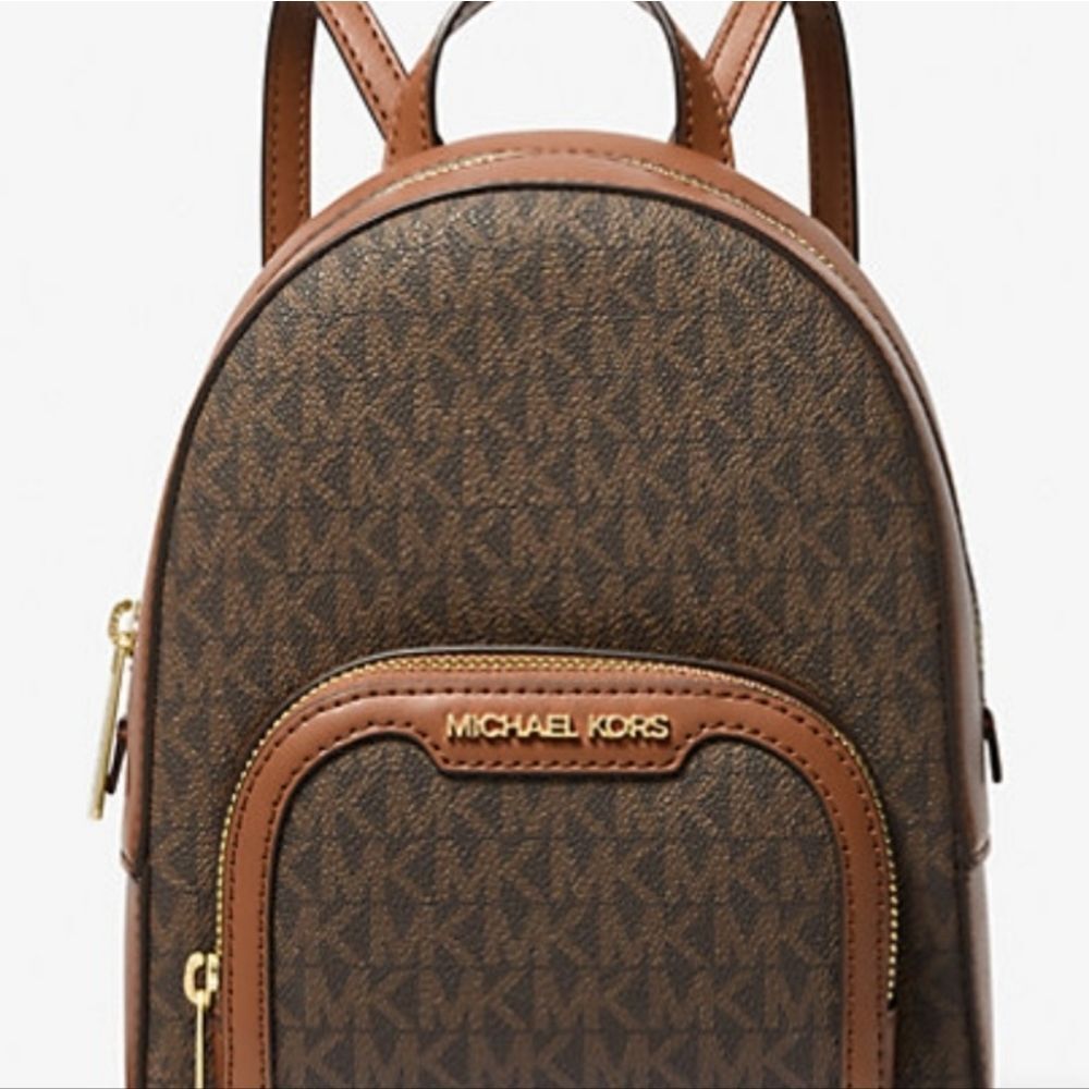 Michael Kors Tan and Brown Signature Backpack - Picture 3 of 9